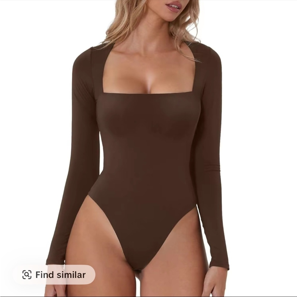 new!! square neck double lined long sleeve body suit